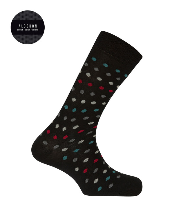 Chaussettes en coton - à pois Couleur Noir - 1