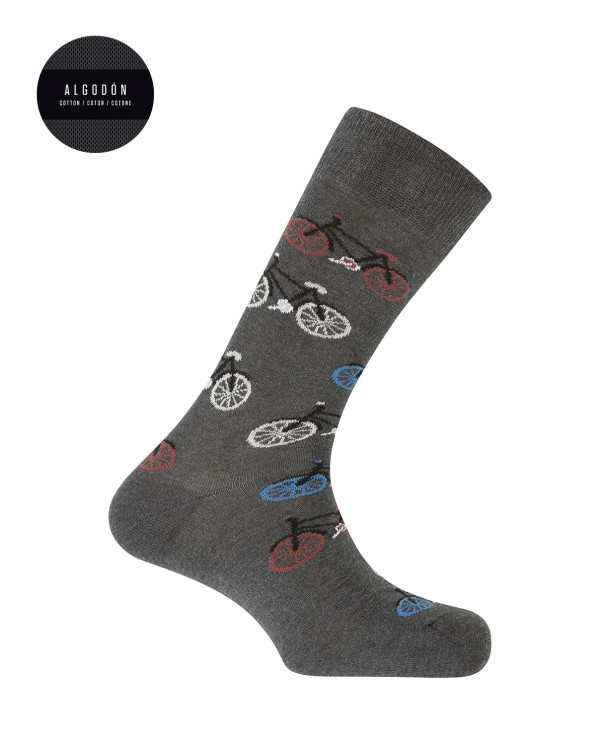 Chaussettes coton - vélos Couleur Gris fonce - 1