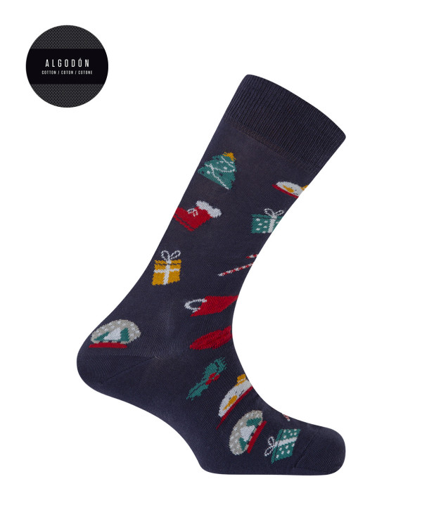 Chaussettes en coton - Noël Couleur Bleu marine - 1