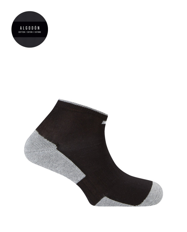 Chaussettes de sport bicolores en coton Couleur Noir - 1