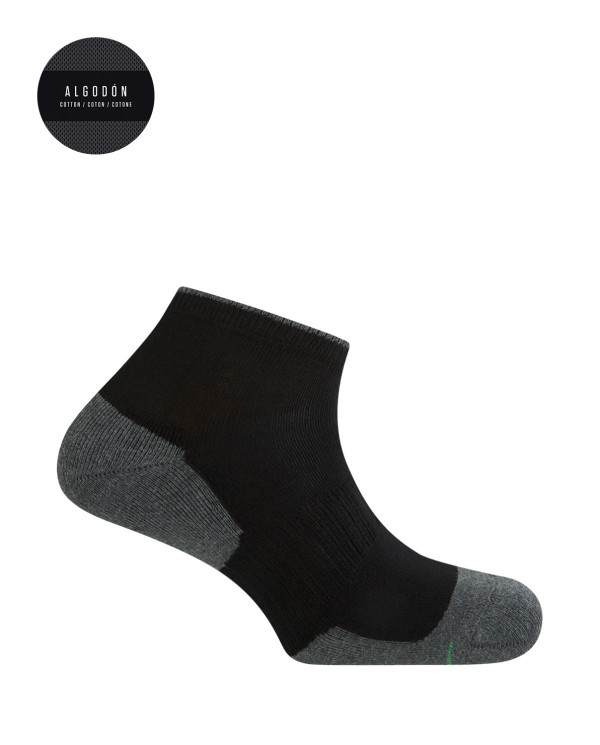 Chaussettes de sport bicolores en coton Couleur Noir - 1