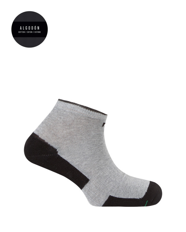 Chaussettes de sport bicolores en coton Couleur Gris - 1