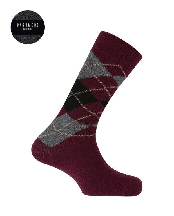 Cashmere / wool socks - rhombuses Color Purple - 1