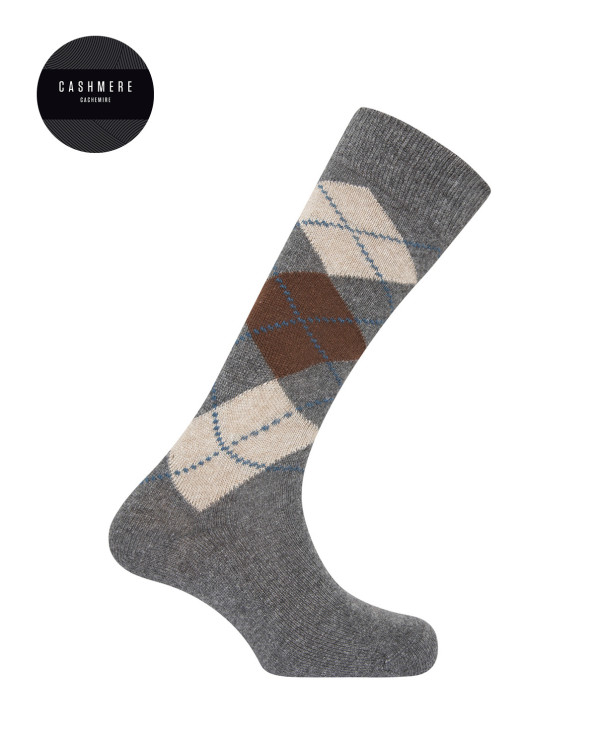 Chaussettes cachemire / laine - losanges Couleur Gris - 1