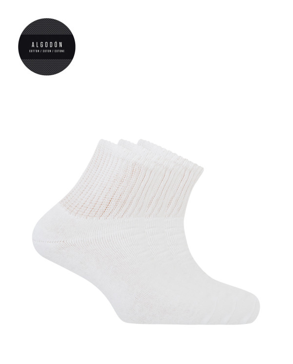 Pack of 3 sport cotton socks with American cuff - Basix Color White - 1