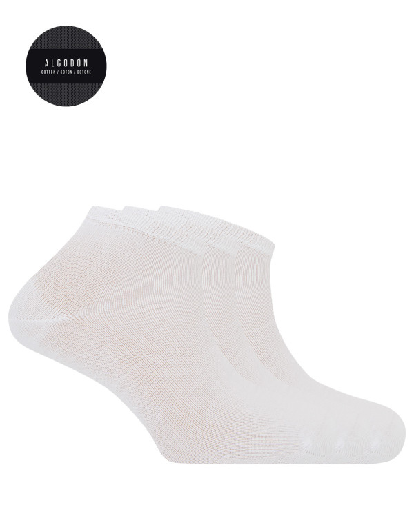 Lot de 3 chaussettes unies en coton - Basix Couleur Blanc - 1