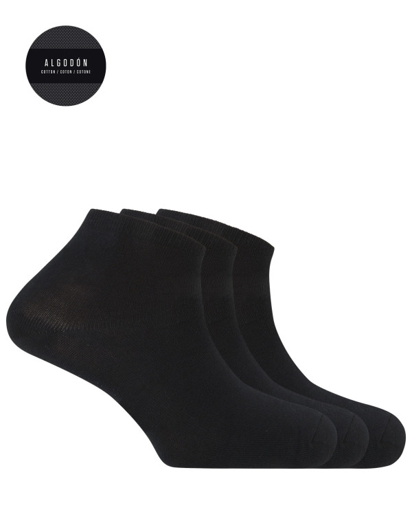 Lot de 3 chaussettes unies en coton - Basix Couleur Noir - 1