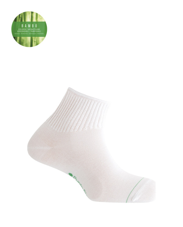 Bamboo and viscose socks with ribbed cuffs Color White - 1