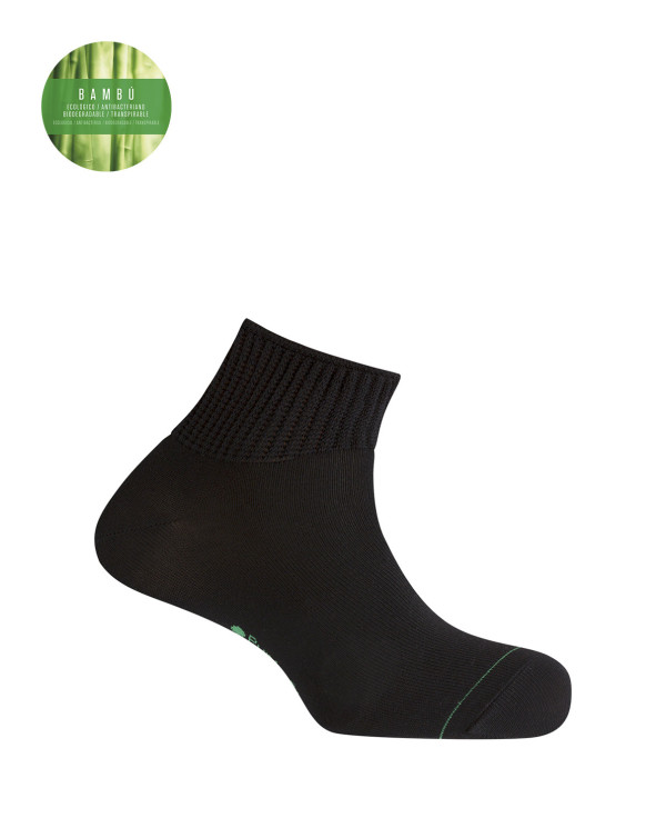 Bamboo and viscose socks with ribbed cuffs Color Black - 1