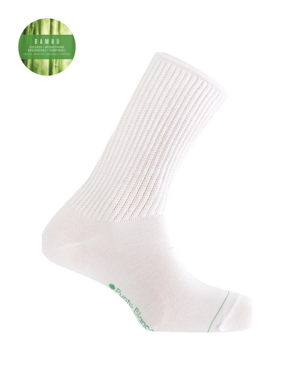 Calcetines de bambú y viscosa con puño canalé Color Blanco - 1