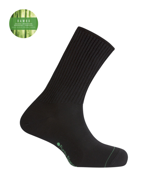 Bamboo and viscose socks with ribbed cuffs Color Black - 1