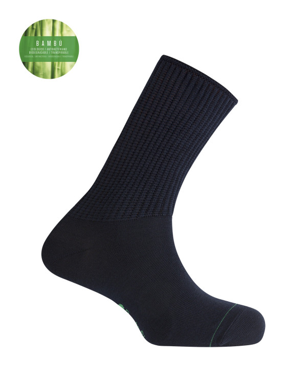 Bamboo and viscose socks with ribbed cuffs Color Navy - 1