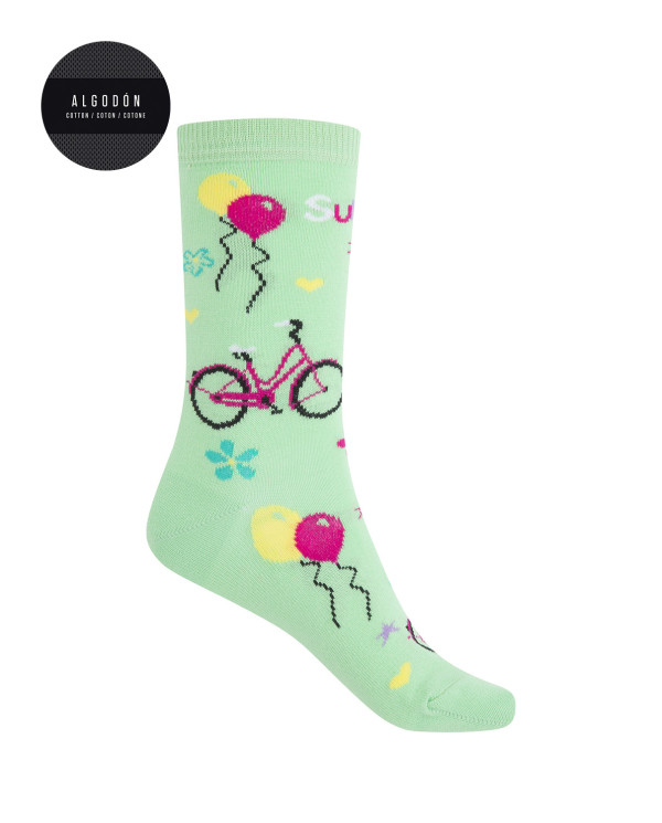 Cotton socks - summer Aloha collection Color Green - 1