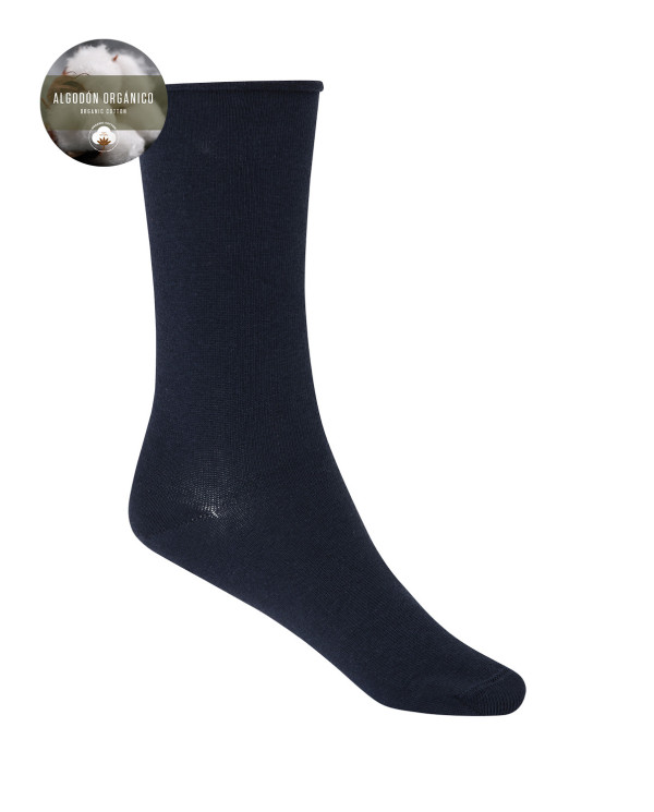 Pack of 2 plain organic cotton socks with rolled cuffs Color Navy - 1