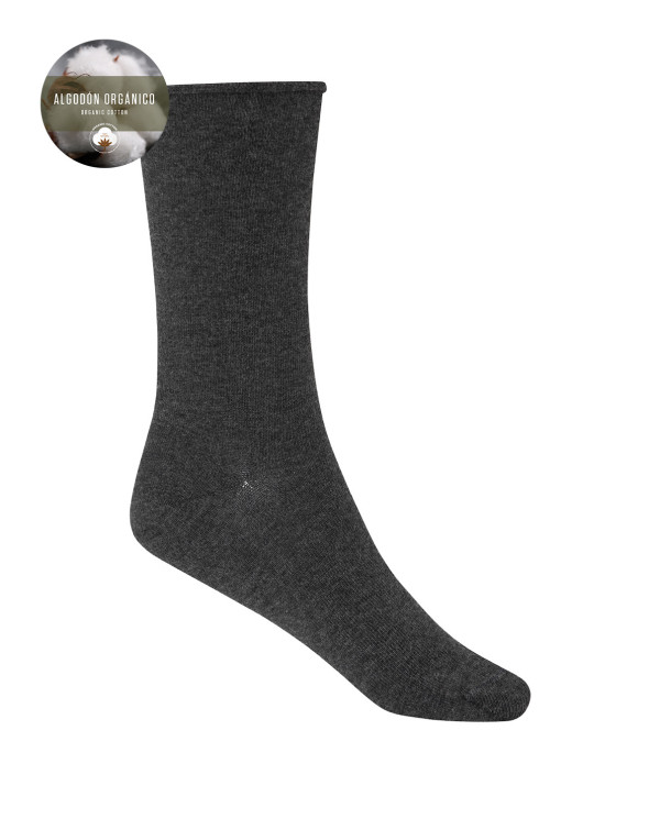 Pack of 2 plain organic cotton socks with rolled cuffs Color Grey - 1