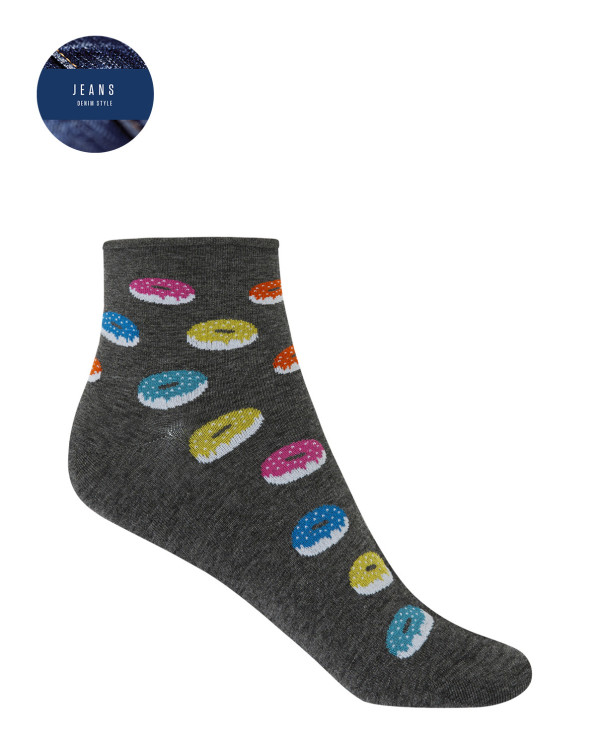 Viscose socks with rolled cuff - biscuits Color Grey - 1