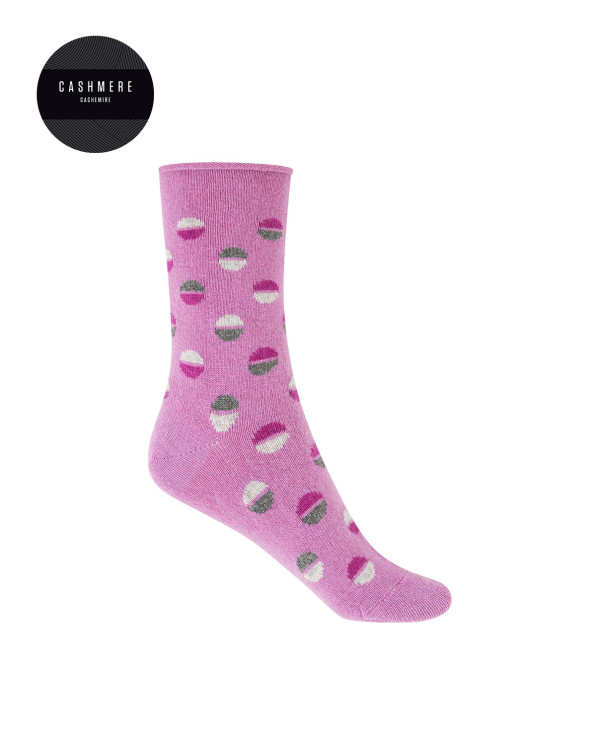 Cashmere/wool socks - polka dots Color Violet - 1