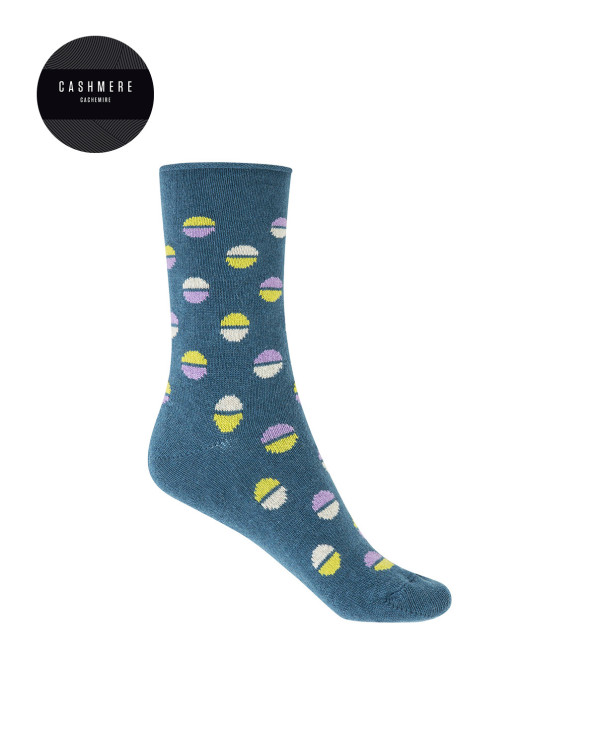 Cashmere/wool socks - polka dots Color Blue - 1