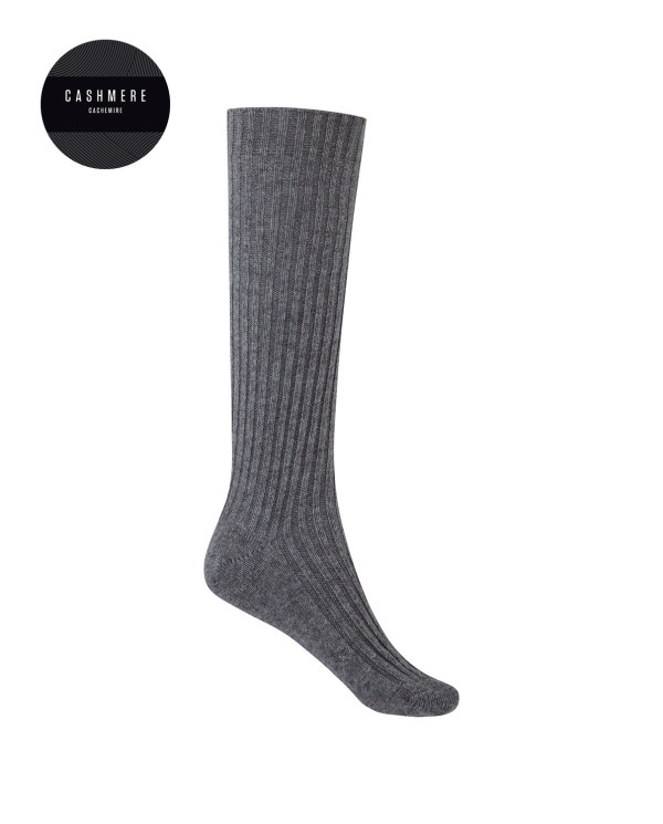 Cashmere/wool socks - ribbed Color Grey - 1