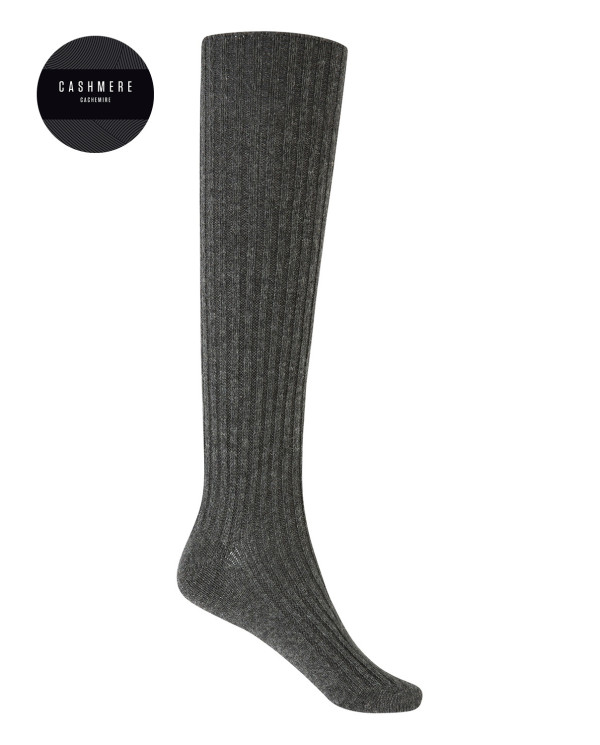 Cashmere/wool socks - ribbed Color Grey - 1