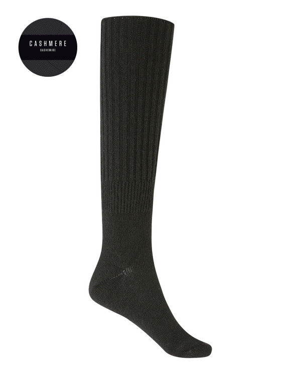 Cashmere/wool socks - ribbed Color Black - 1