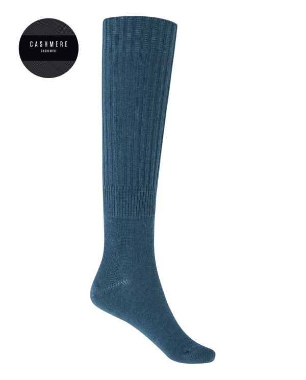 Cashmere/wool socks - ribbed Color Blue - 1