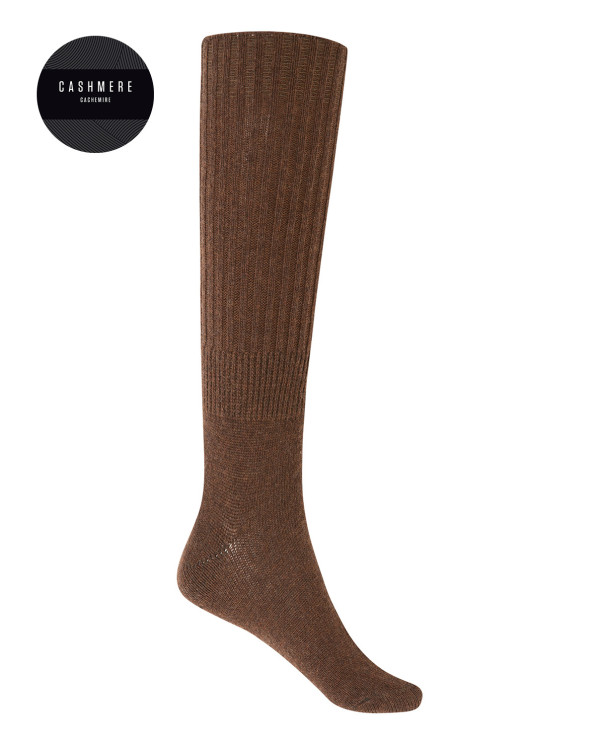 Cashmere/wool socks - ribbed Color Brown - 1