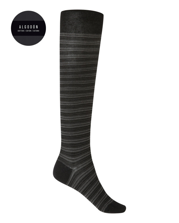 Chaussettes en coton - rayures Couleur Noir - 1