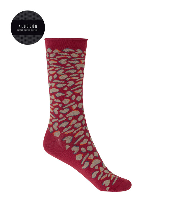 Chaussettes en coton - imprimé Couleur Rouge - 1