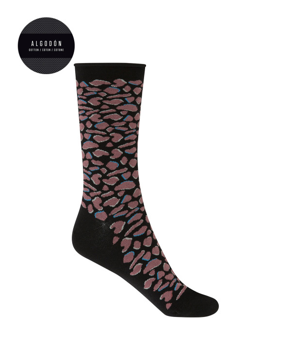 Chaussettes en coton - imprimé Couleur Noir - 1