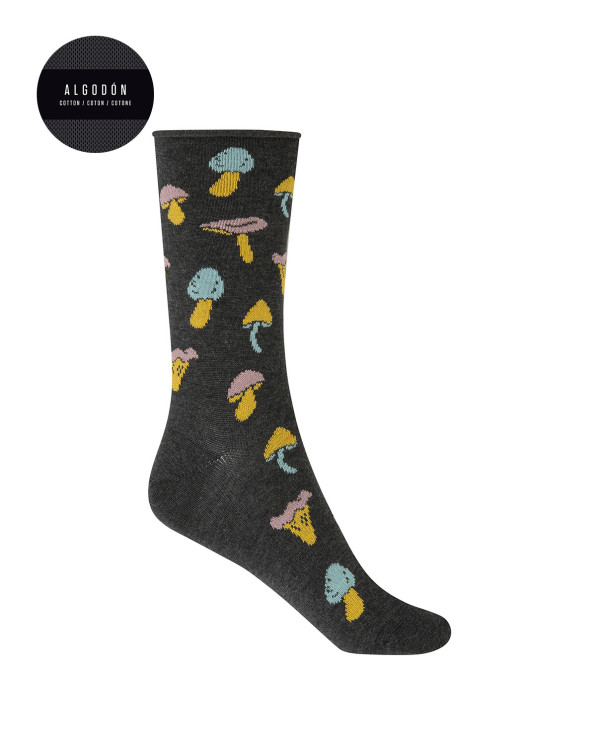 Cotton socks - mushrooms Color Grey - 1