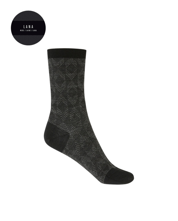 Wool socks - geometric figures Color Black - 1