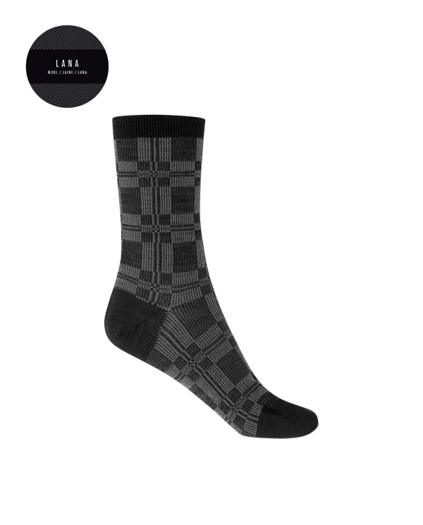 Wool socks - plaid Color Black - 1