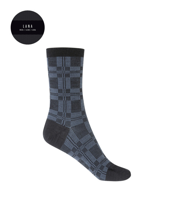 Wool socks - plaid Color Navy - 1