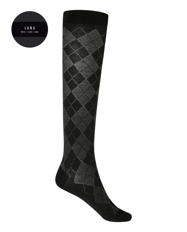 Wool socks - rhombuses Color Black - 1