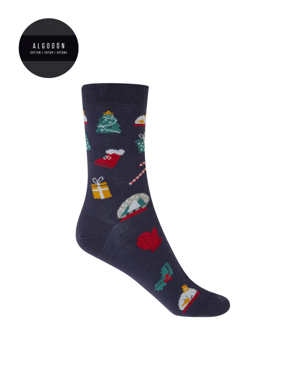 Cotton socks - Christmas Color Navy - 1