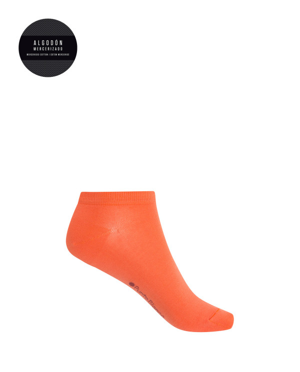 Plain mercerized cotton socks Color Salmon - 1