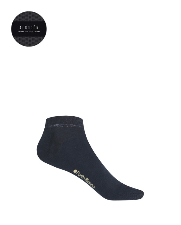 Plain mercerized cotton socks Color Navy - 1