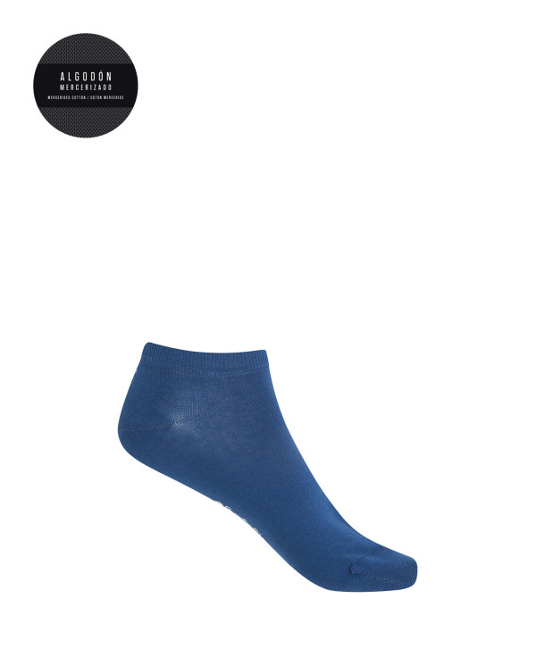 Chaussettes unies en coton mercerisé Couleur Bleu - 1