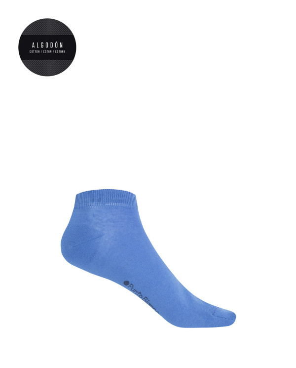 Plain mercerized cotton socks Color Blue - 1