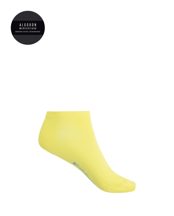 Plain mercerized cotton socks Color Yellow - 1