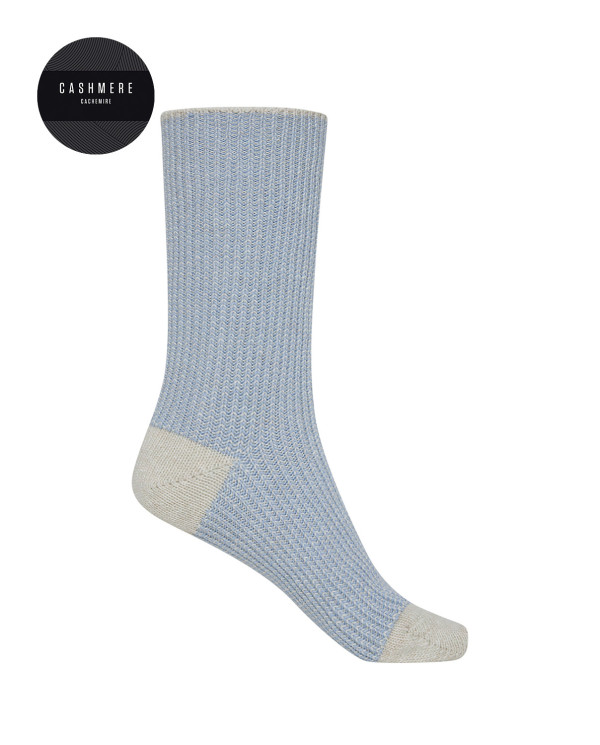 Cashmere / wool socks - mini stripes Color Beige - 1